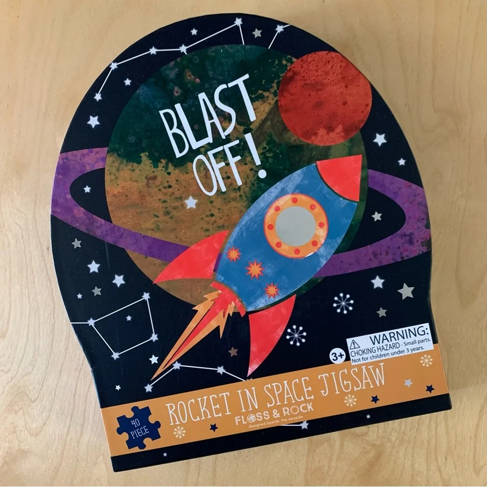 NEW Floss and Rock 40-Piece Jigsaw Floor Puzzle - Rocket In Space